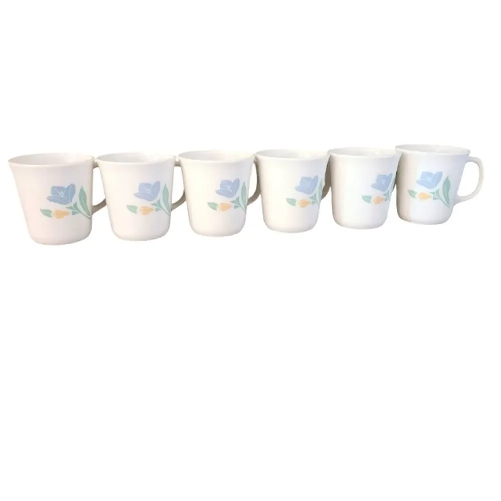vintage 1980s corning USA friendship floral mugs corelle set of 6 corningware